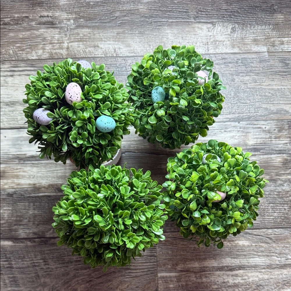 Green Topiary Plants trees Bundle 4 in White Eggs